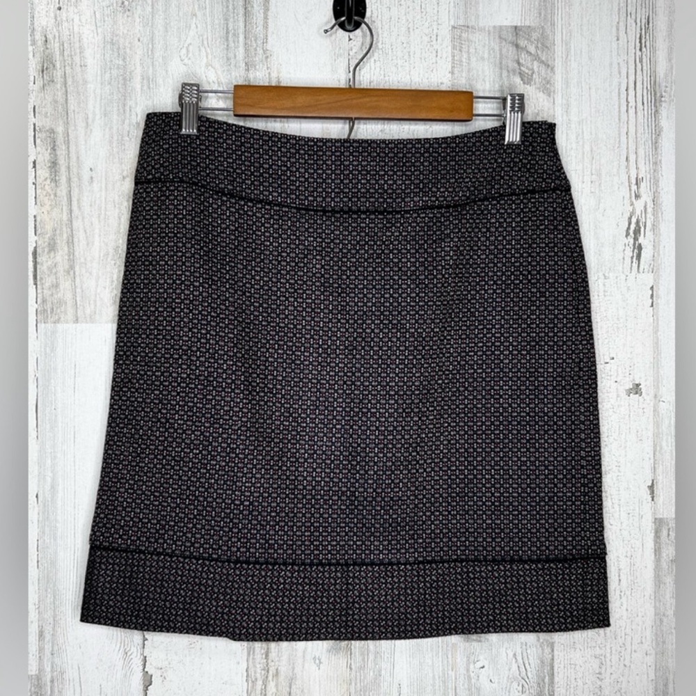 Ann Taylor Women's Abstract Polka Dot Wool Blend Tweed Skirt Black Red Size 8